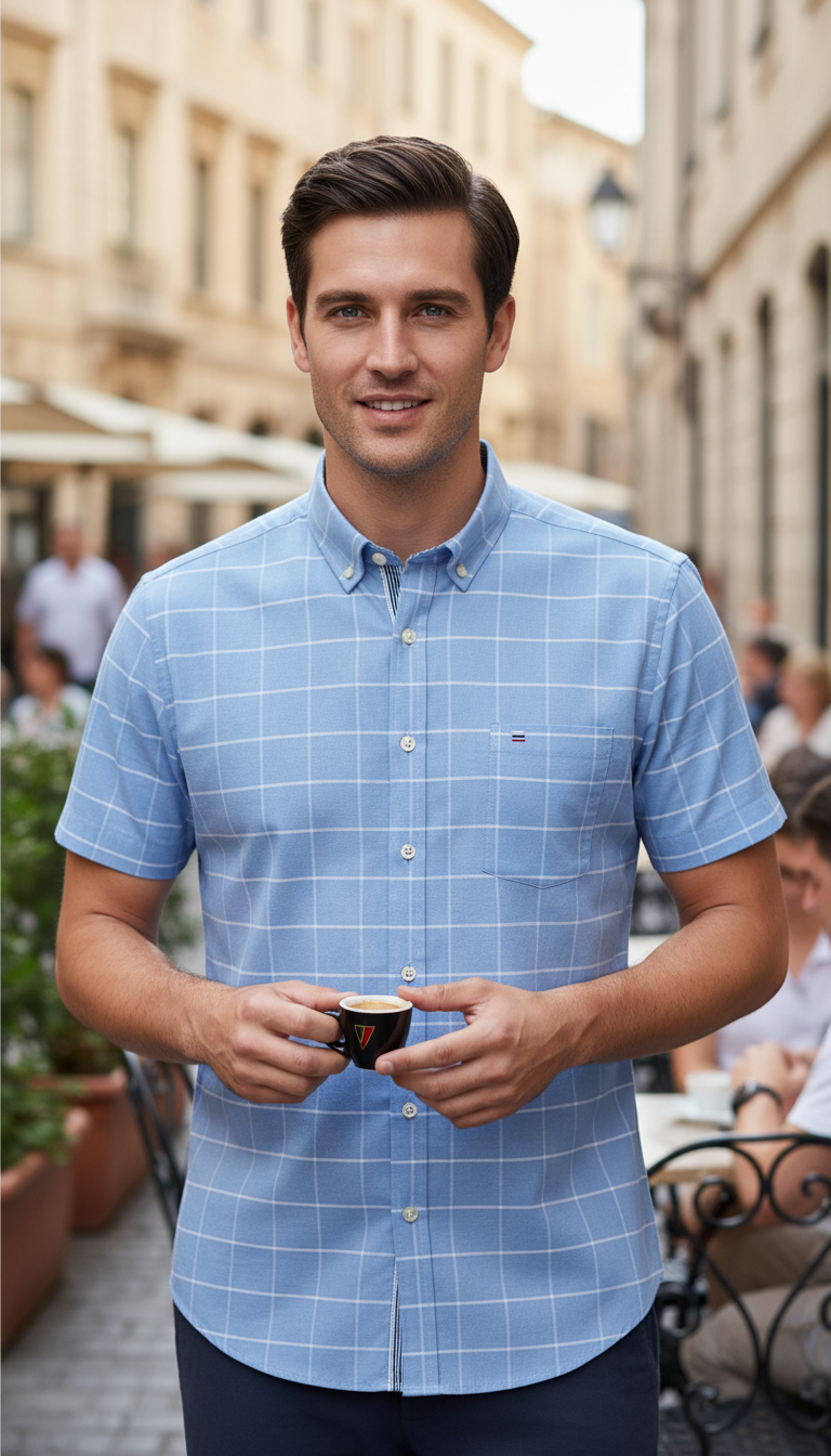 OURYE — Men's Shirt — 100% Cotton Breathable Oxford Short