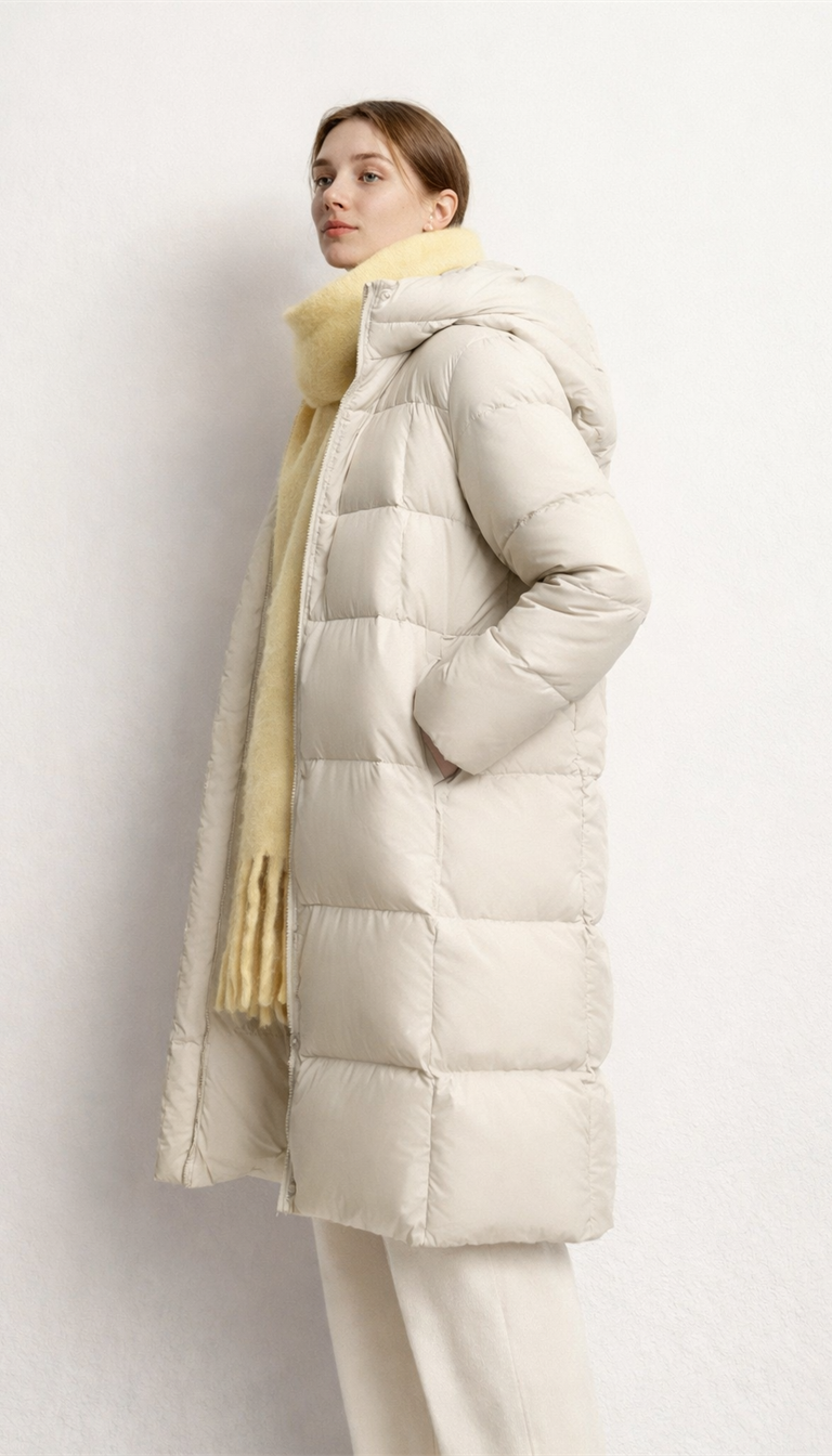 OURYE Women's Padded Puffer Jacket - Knee Length