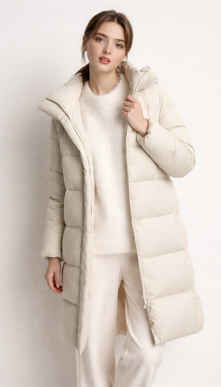 OURYE Women's Padded Puffer Jacket - Knee Length