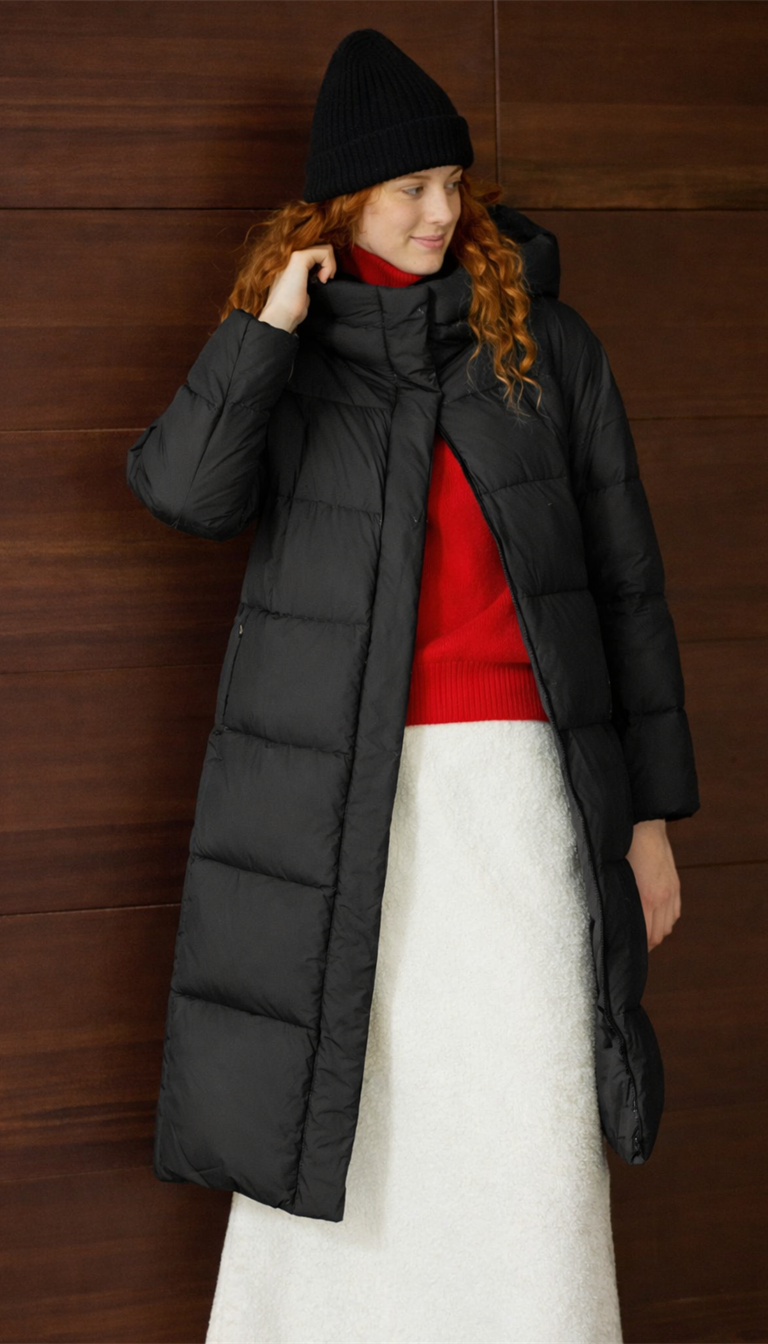 OURYE Women's Padded Puffer Jacket - Knee Length