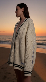 OURYE Women's Knit Cardigan Sweater - Oversized in Beige