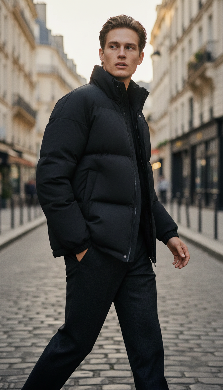 OURYE Men's Quilted Puffer Jacket - Relaxed