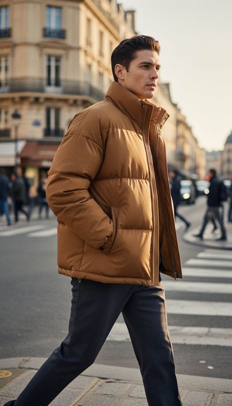 OURYE Men's Quilted Puffer Jacket - Relaxed