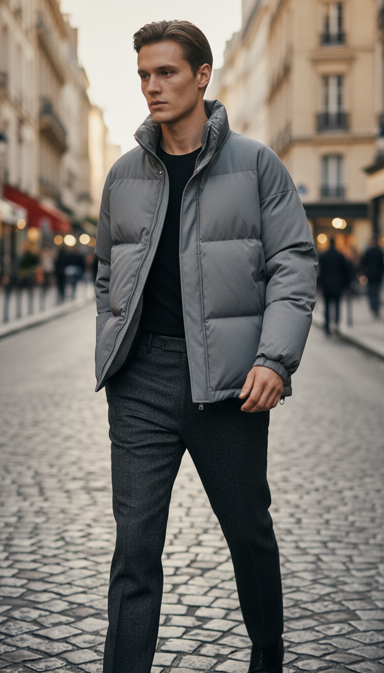 OURYE Men's Quilted Puffer Jacket - Relaxed