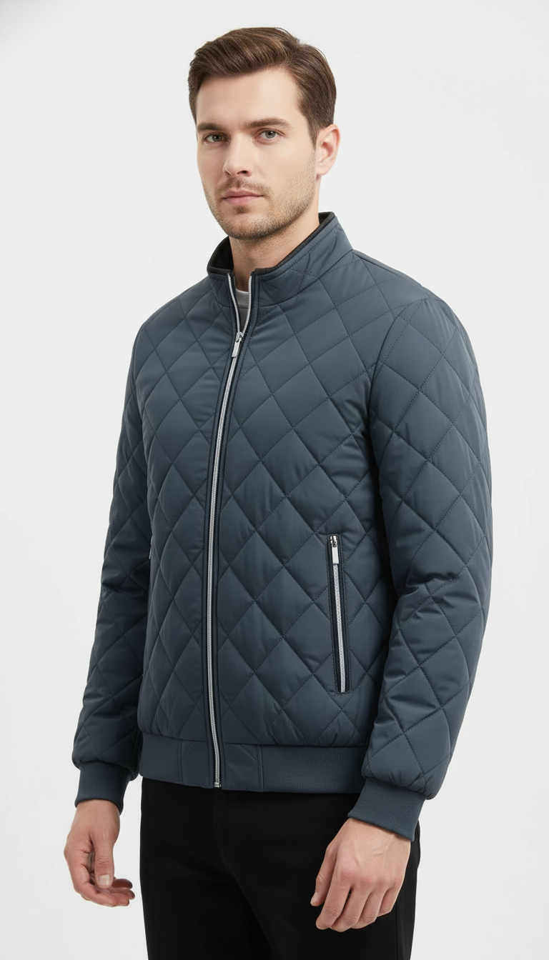 OURYE Men's Quilted Bomber Jacket - Slim Fit