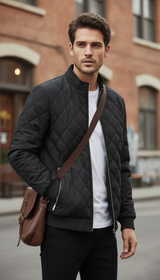 OURYE Men's Quilted Bomber Jacket - Slim Fit