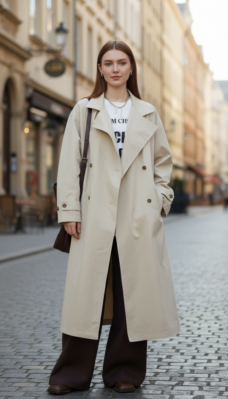 OURYE Women's Trench Coat - Double-Breasted