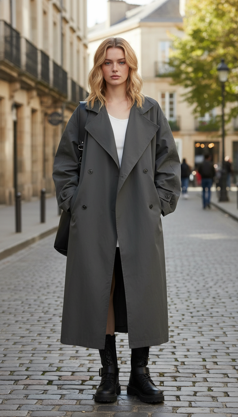 OURYE Women's Trench Coat - Double-Breasted
