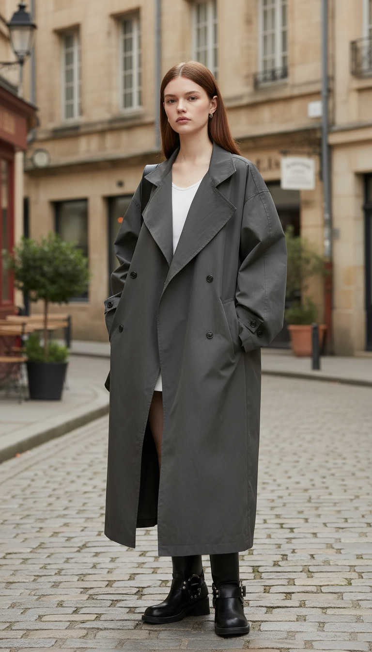 OURYE Women's Trench Coat - Double-Breasted