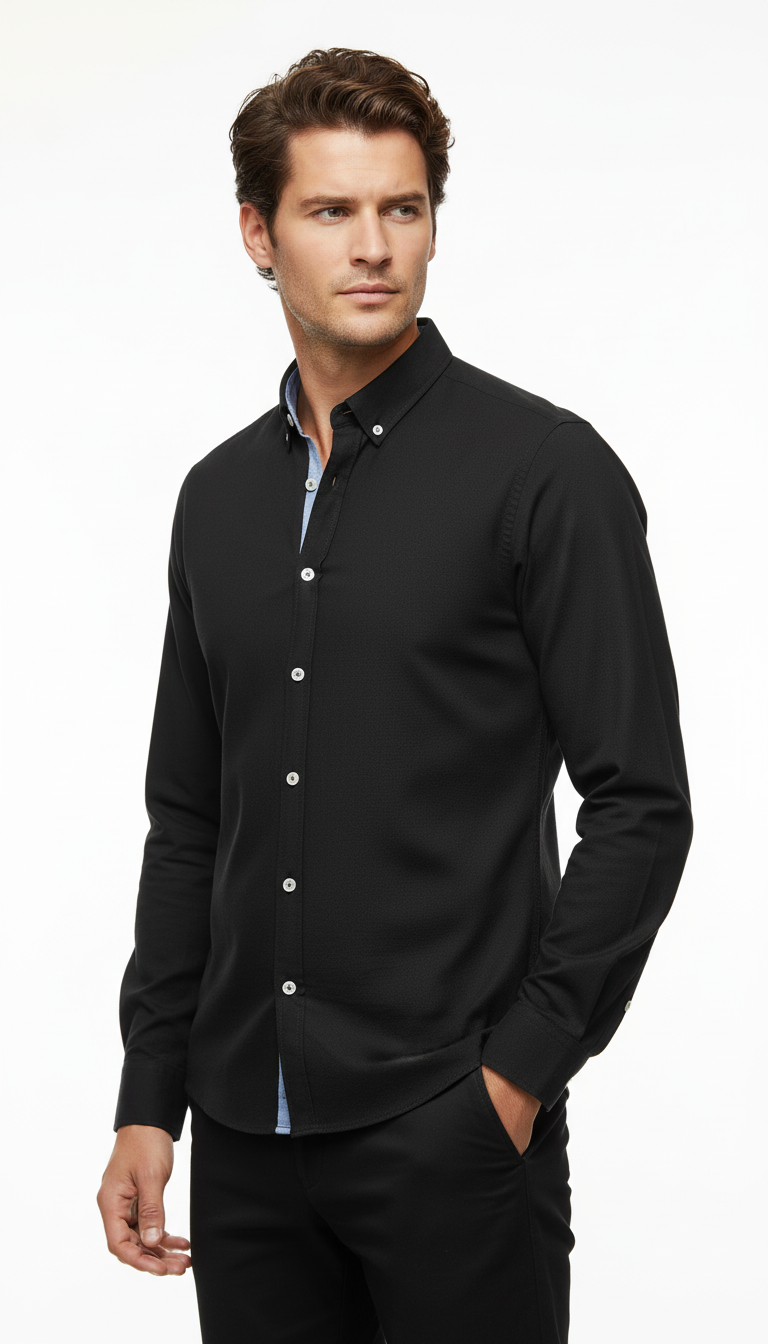 OURYE Men's Cotton Oxford Shirt - Full Length