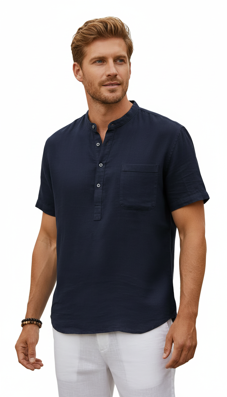 OURYE Men's Cotton Chino Shirt - Relaxed in Navy
