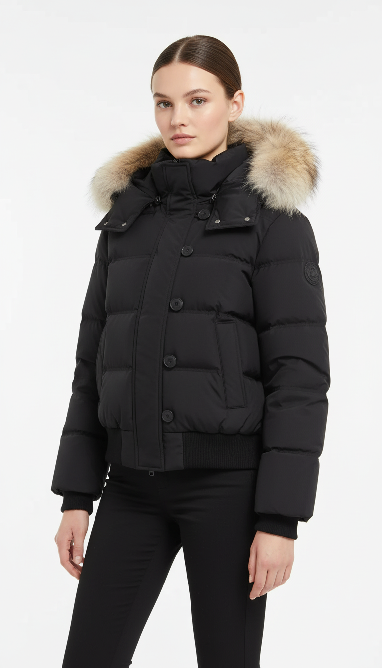 OURYE Women's Quilted Puffer Jacket - Cropped in Black