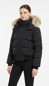 OURYE Women's Quilted Puffer Jacket - Cropped in Black