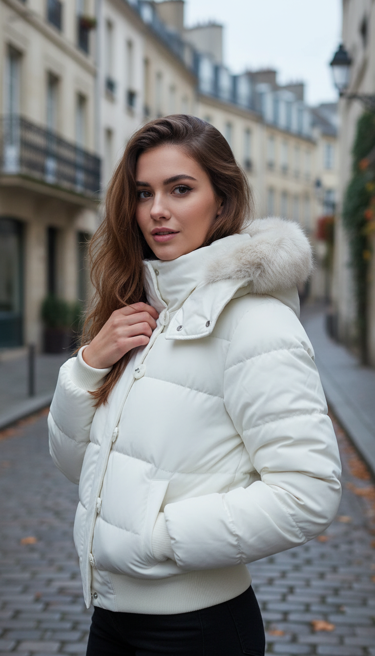 OURYE Women's Quilted Puffer Jacket - Cropped in Black