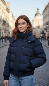 OURYE Women's Quilted Puffer Jacket - Cropped in Black