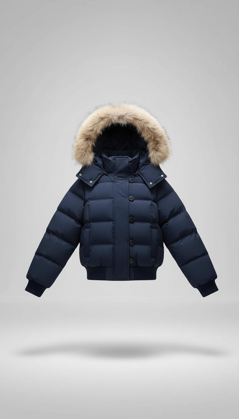 OURYE Women's Quilted Puffer Jacket - Cropped in Black