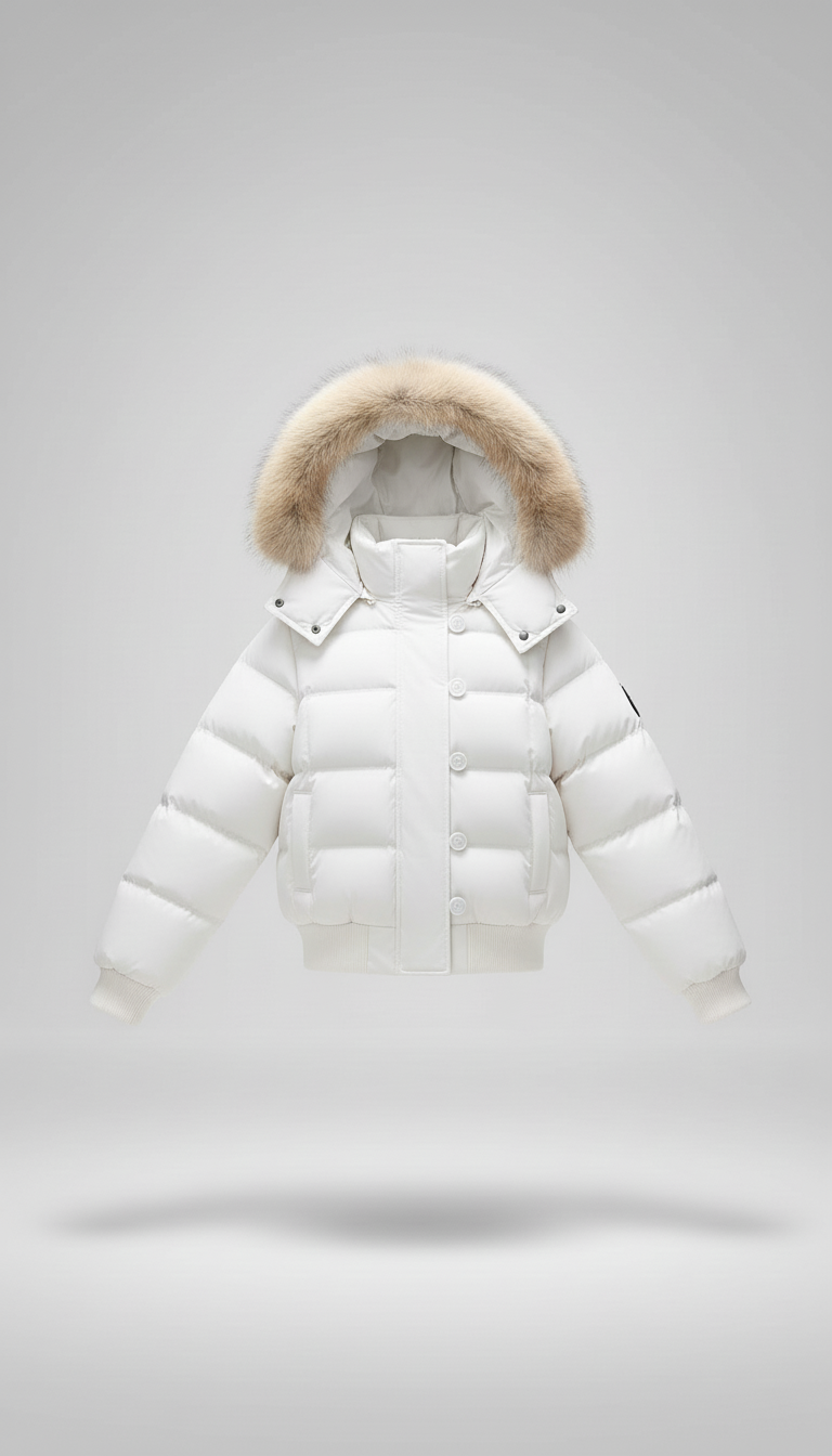 OURYE Women's Quilted Puffer Jacket - Cropped in Black