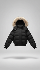 OURYE Women's Quilted Puffer Jacket - Cropped in Black