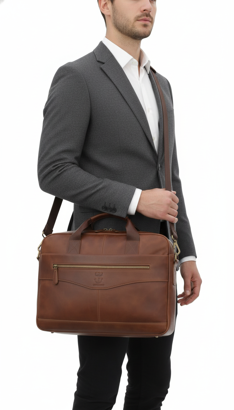 OURYE Men's Genuine Leather Bags - Tailored