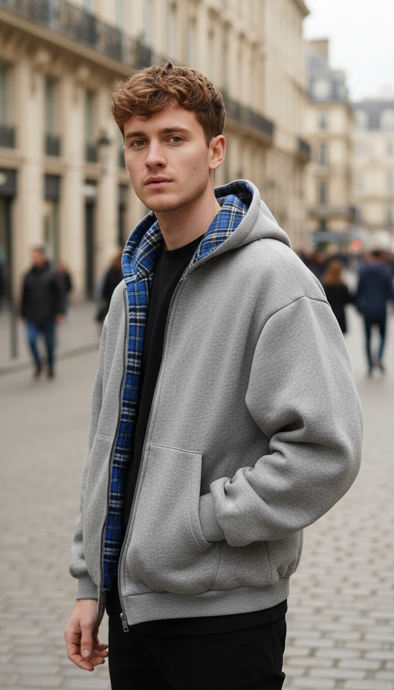 OURYE Men's Zip Hoodie - Oversized