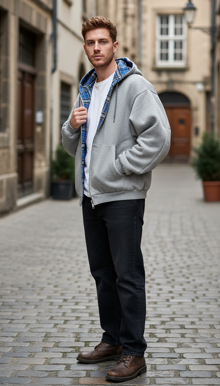 OURYE Men's Zip Hoodie - Oversized