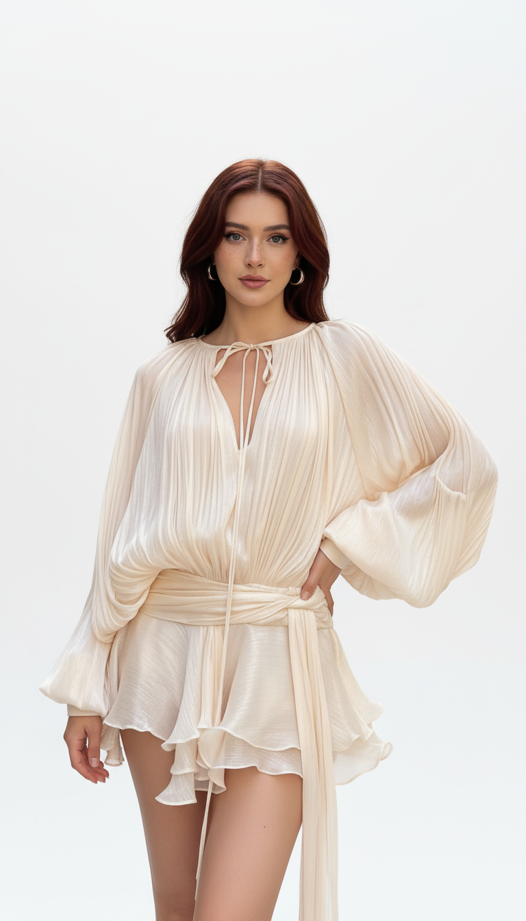 OURYE Women's Satin Tunic Dress - Loose Fit