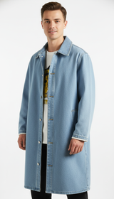 OURYE Men's Denim Trench Coat - Relaxed