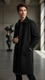 OURYE Men's Denim Trench Coat - Relaxed