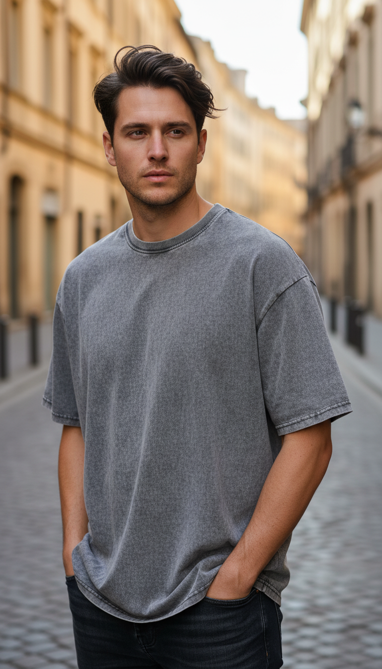 OURYE Men's Cotton T-Shirt - Oversized