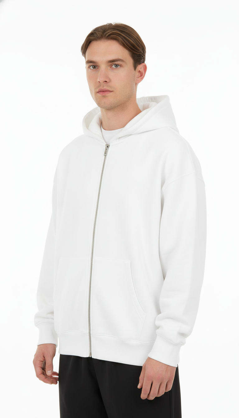 OURYE Men's Cotton Zip Hoodie - Relaxed