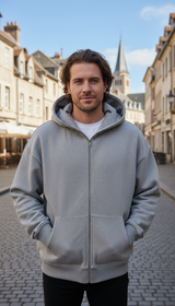 OURYE Men's Cotton Zip Hoodie - Relaxed
