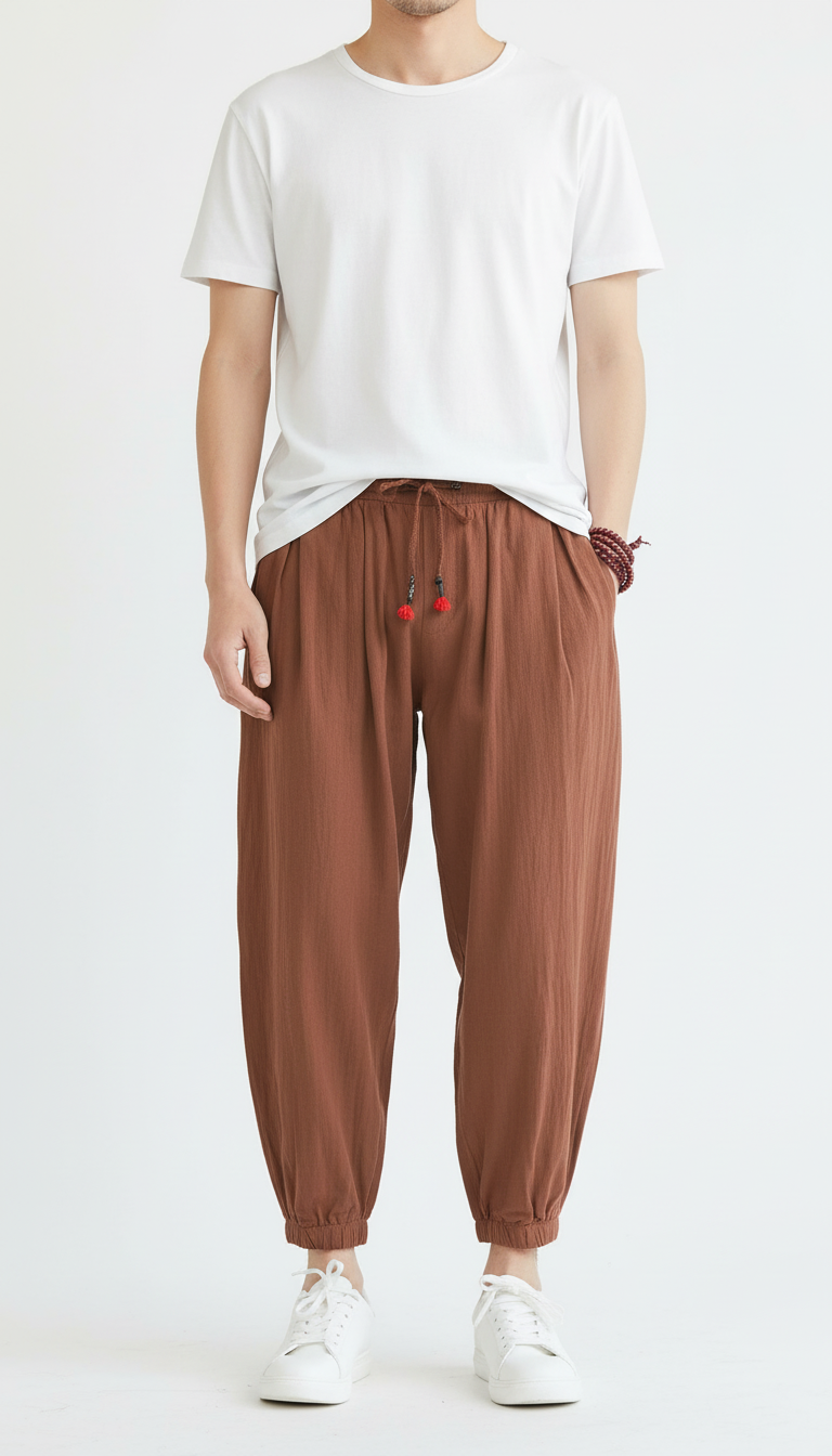 OURYE Men's Linen Joggers - Relaxed in Coffee
