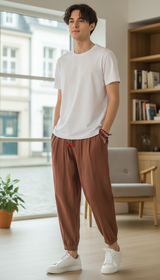 OURYE Men's Linen Joggers - Relaxed in Coffee
