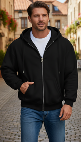 OURYE — Men's Fleece Hooded Sweatshirt Zip-Up Jacket Long Sleeve Sports Coat