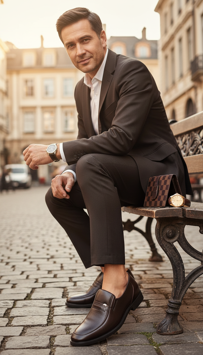 OURYE Men's Leather Derby Dress Shoes - Tailored