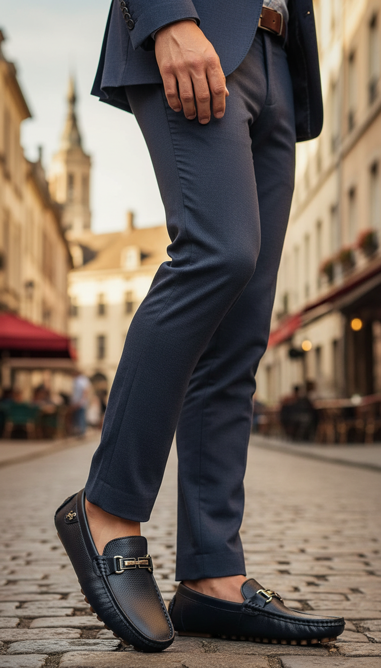 OURYE Men's Leather-Look Driving Loafers - Tailored