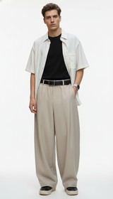 OURYE Men's Pleated Trousers - Wide Leg