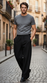 OURYE Men's Pleated Trousers - Wide Leg