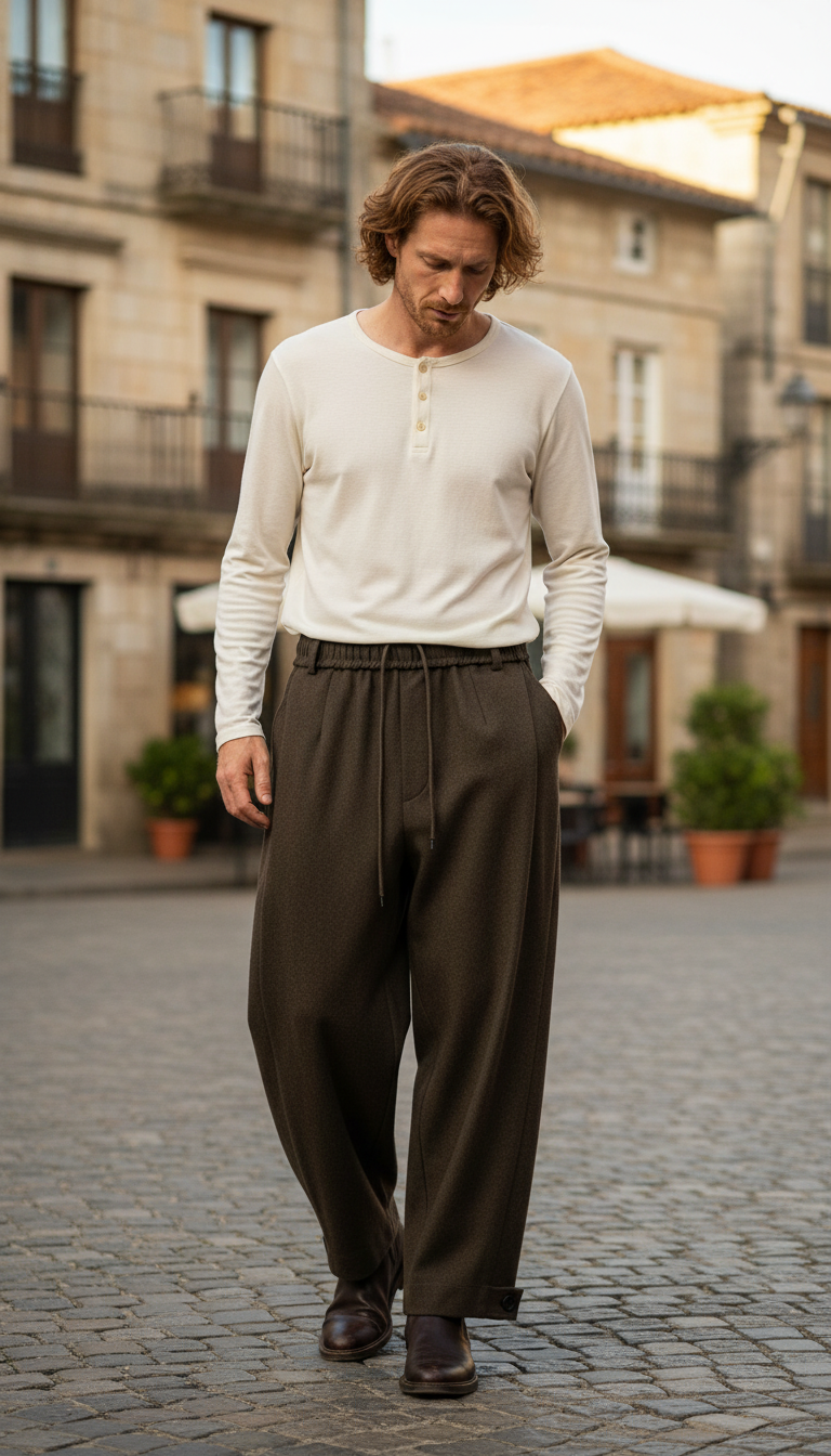 OURYE Men's Pleated Trousers - Wide Leg
