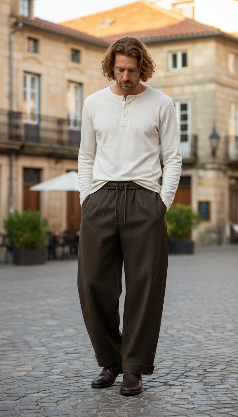 OURYE Men's Pleated Trousers - Wide Leg