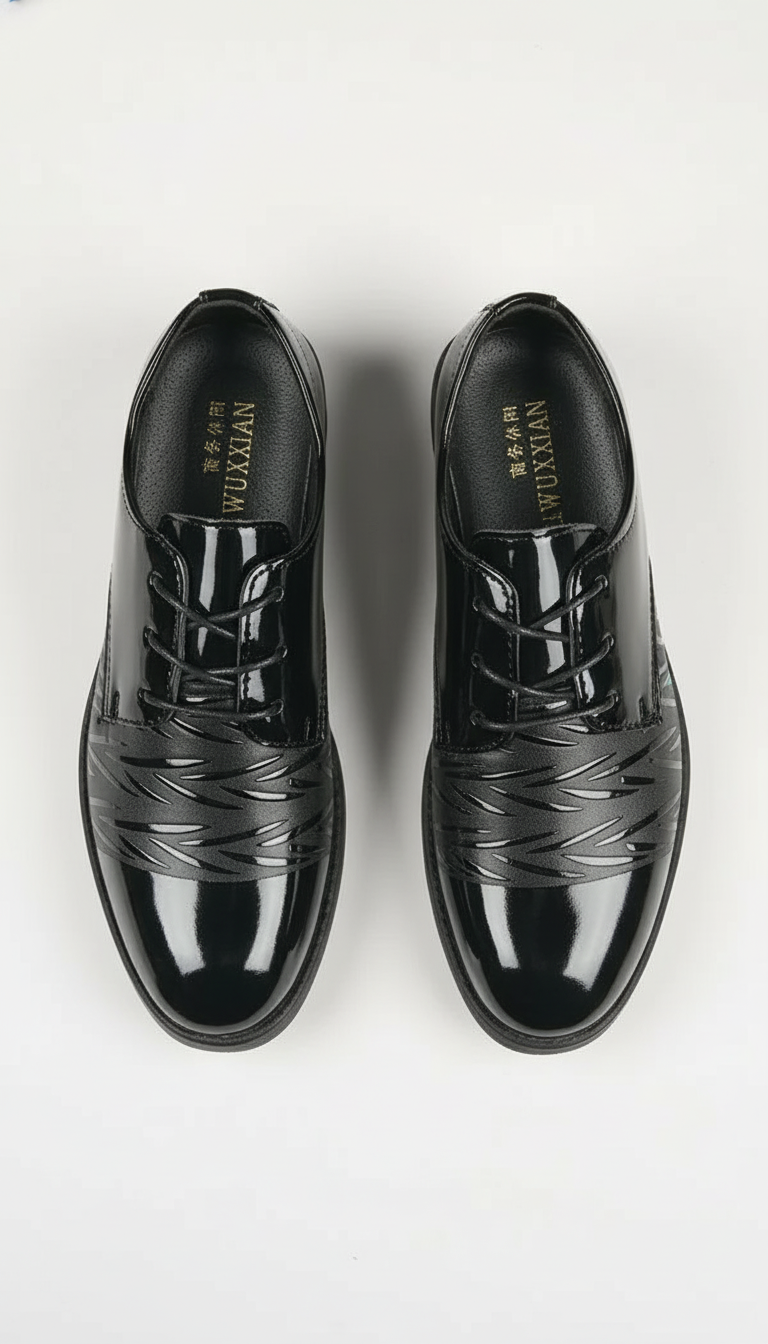 OURYE Men's Leather Oxford Dress Shoes - Tailored in Black