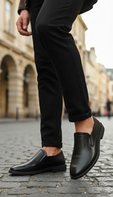 OURYE Men's Leather Oxford Dress Shoes - Tailored in Black