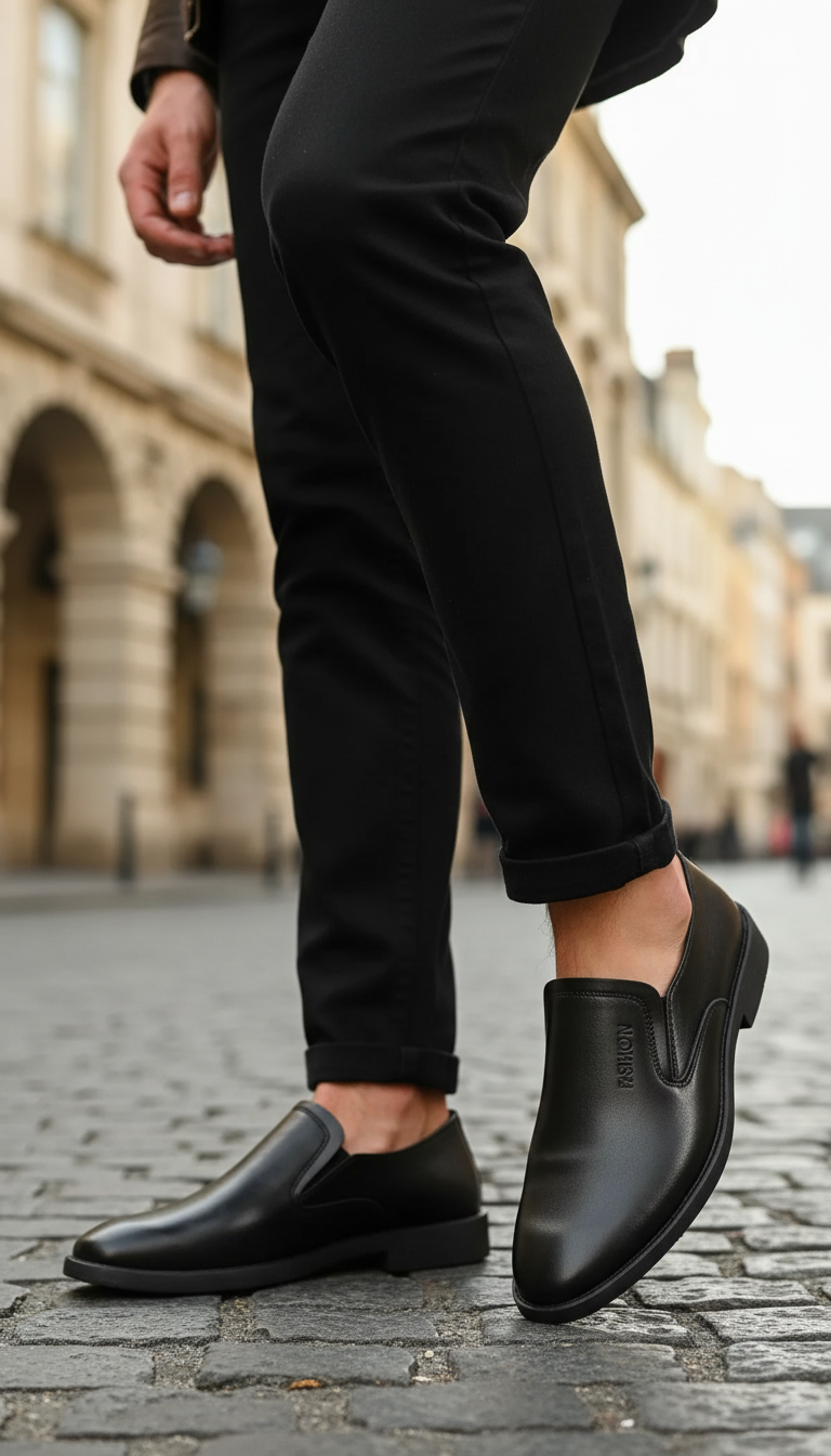 OURYE Men's Leather Oxford Dress Shoes - Tailored in Black