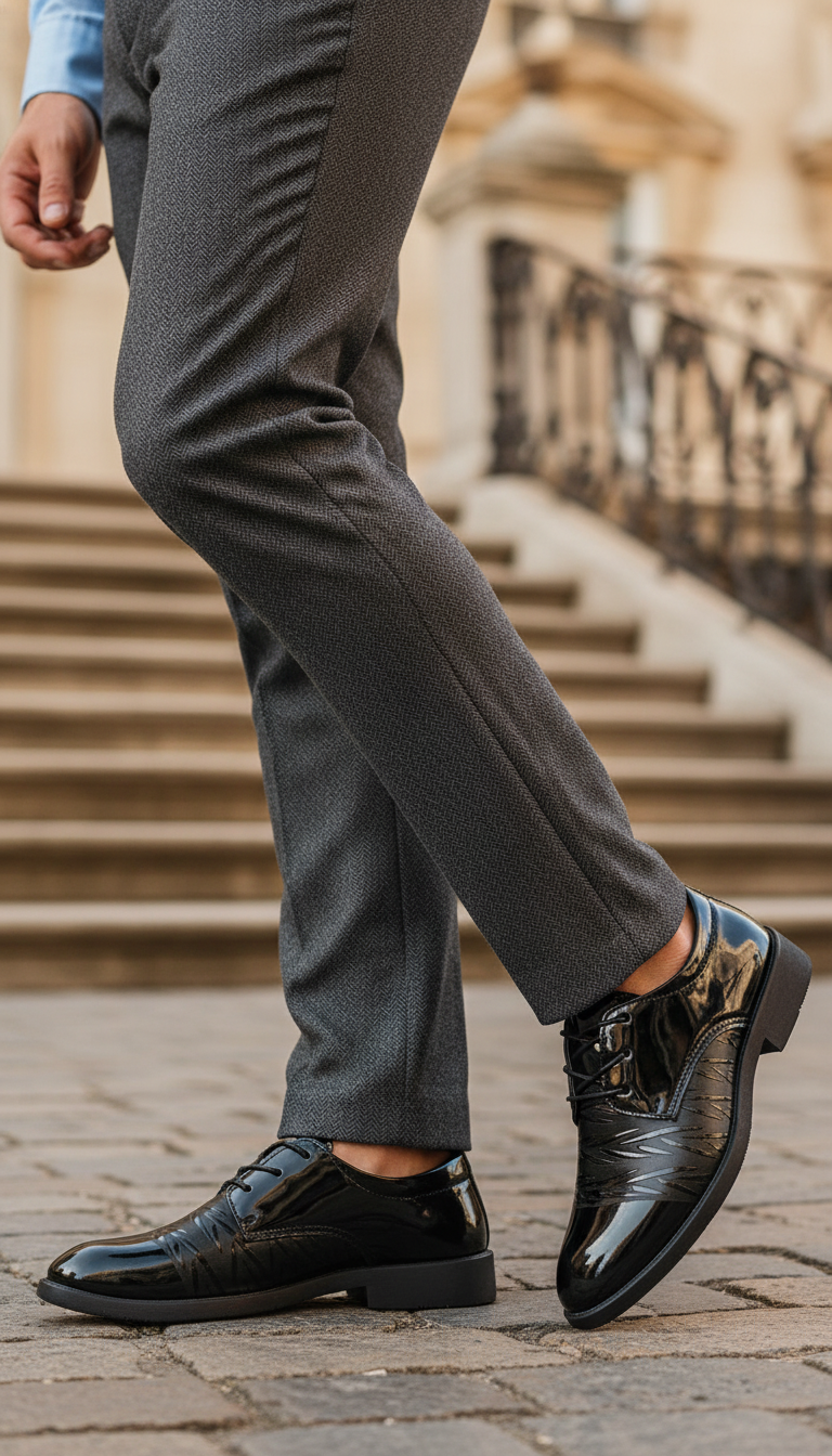 OURYE Men's Leather Oxford Dress Shoes - Tailored in Black