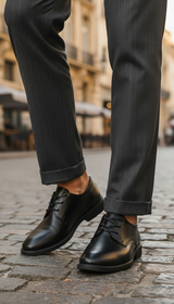 OURYE Men's Leather Oxford Dress Shoes - Tailored in Black