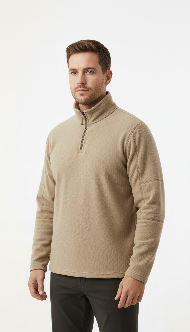 OURYE Men's Fleece Zip Neck Jacket - Regular Fit