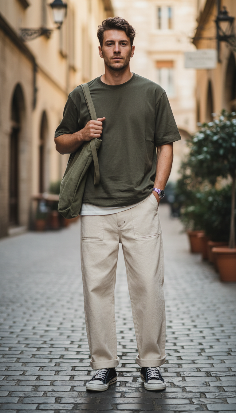 OURYE Men's Cotton Utility Pants - Straight Leg