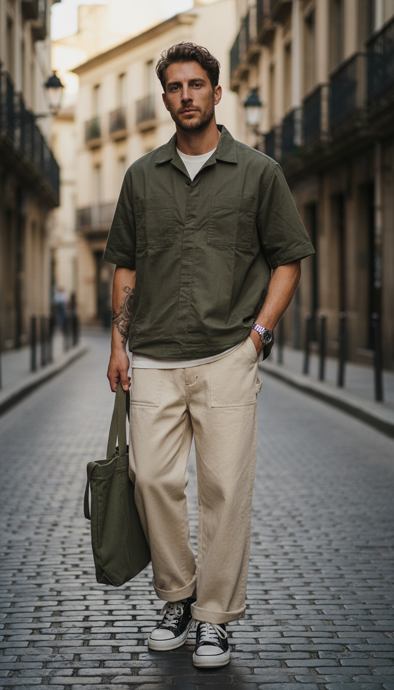 OURYE Men's Cotton Utility Pants - Straight Leg