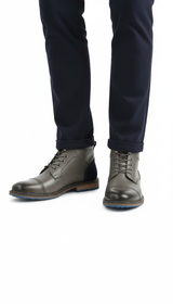 OURYE Men's Leather-Look Lace-Up Ankle Boots - Casual