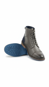 OURYE Men's Leather-Look Lace-Up Ankle Boots - Casual